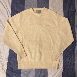 Vtg Le Tigre Mens Wool Crewneck Sweater Sz L Tan USA